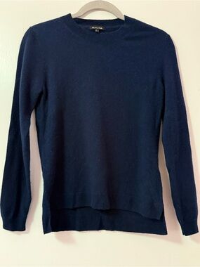 Massimo Dutti Navy Crewneck Cashmere-Blend Sweater